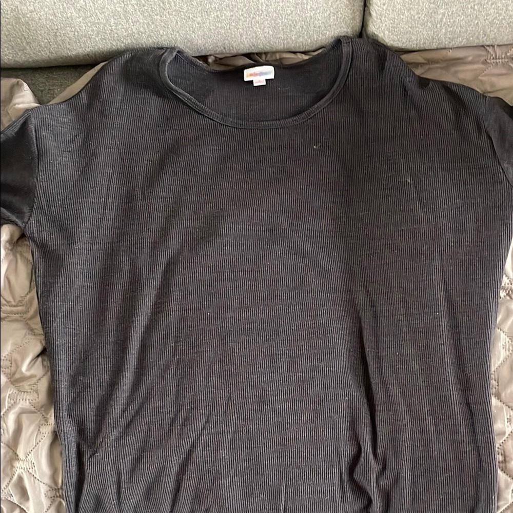 LuLaRoe Charcoal Ribbed Knit Top